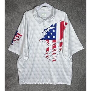 Obnoxious‎ Golf Polo Shirt Mens Size 3XL Patriotic American Flag Red White Blue